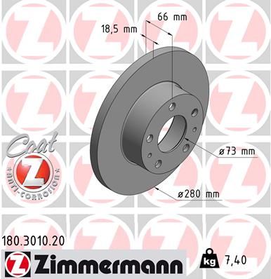 Гальмівний диск ZIMMERMANN 180.3010.20