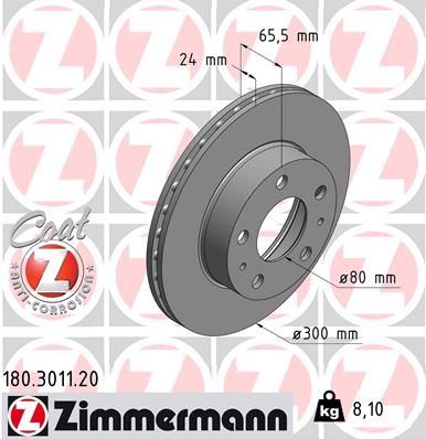 Гальмівний диск ZIMMERMANN 180.3011.20