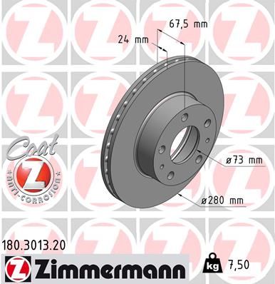 Гальмівний диск ZIMMERMANN 180.3013.20