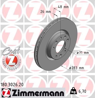 Гальмівний диск ZIMMERMANN 180.3026.20