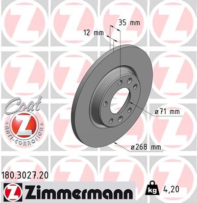 Гальмівний диск ZIMMERMANN 180.3027.20