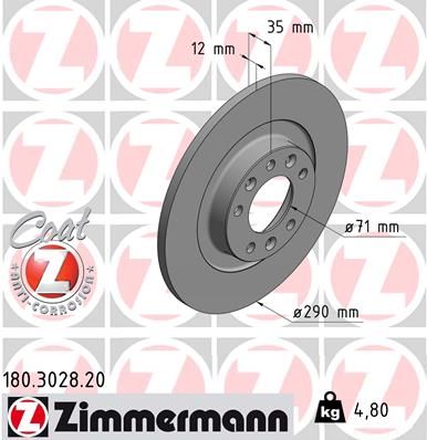 Brake Disc ZIMMERMANN 180.3028.20