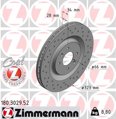 Stabdžių diskas ZIMMERMANN 180.3029.52