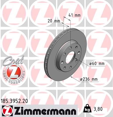 Brake Disc ZIMMERMANN 185.3952.20