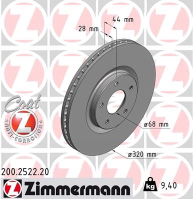Stabdžių diskas ZIMMERMANN 200.2522.20