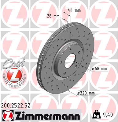 Stabdžių diskas ZIMMERMANN 200.2522.52