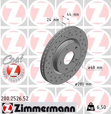 Stabdžių diskas ZIMMERMANN 200.2526.52