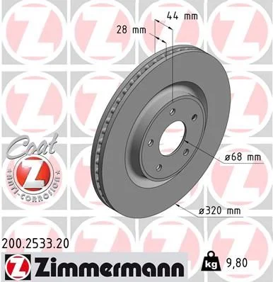 Stabdžių diskas ZIMMERMANN 200.2533.20