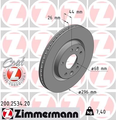 Stabdžių diskas ZIMMERMANN 200.2534.20