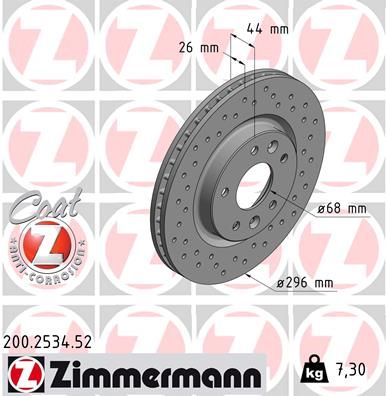 Stabdžių diskas ZIMMERMANN 200.2534.52