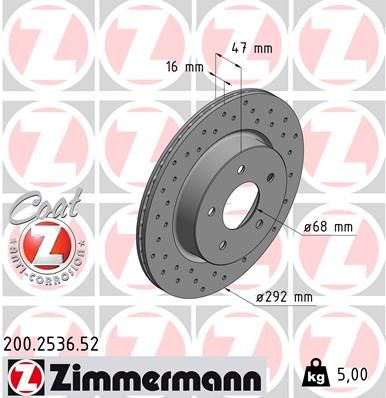 Stabdžių diskas ZIMMERMANN 200.2536.52