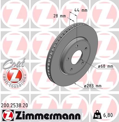 Гальмівний диск ZIMMERMANN 200.2538.20