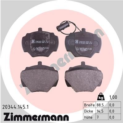 Brake Pad Set, disc brake ZIMMERMANN 20344.145.1