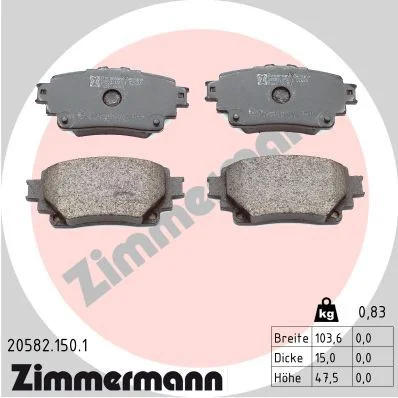 Stabdžių trinkelių rinkinys, diskinis stabdys ZIMMERMANN 20582.150.1