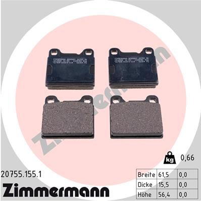 Комплект гальмівних накладок, дискове гальмо ZIMMERMANN 20755.155.1