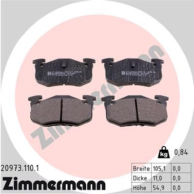 Brake Pad Set, disc brake ZIMMERMANN 20973.110.1