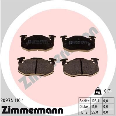 Brake Pad Set, disc brake ZIMMERMANN 20974.110.1