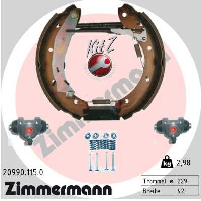 Stabdžių trinkelių komplektas ZIMMERMANN 20990.115.0