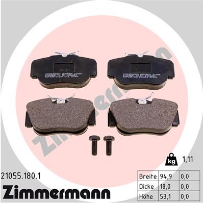 Brake Pad Set, disc brake ZIMMERMANN 21055.180.1
