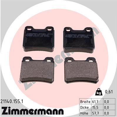 Brake Pad Set, disc brake ZIMMERMANN 21140.155.1