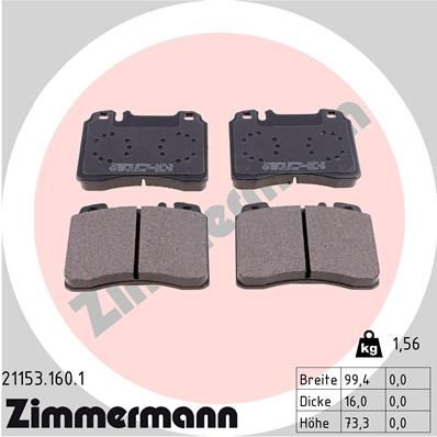 Brake Pad Set, disc brake ZIMMERMANN 21153.160.1