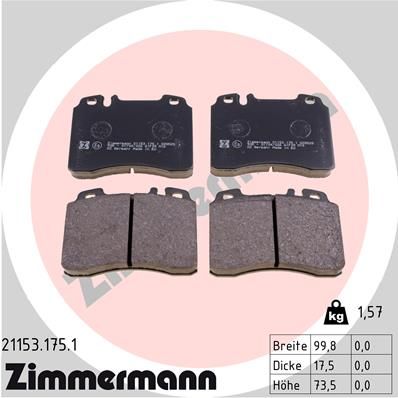 Brake Pad Set, disc brake ZIMMERMANN 21153.175.1