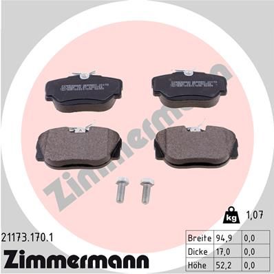 Brake Pad Set, disc brake ZIMMERMANN 21173.170.1