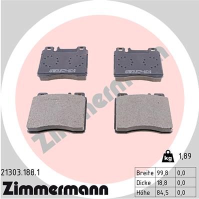 Brake Pad Set, disc brake ZIMMERMANN 21303.188.1
