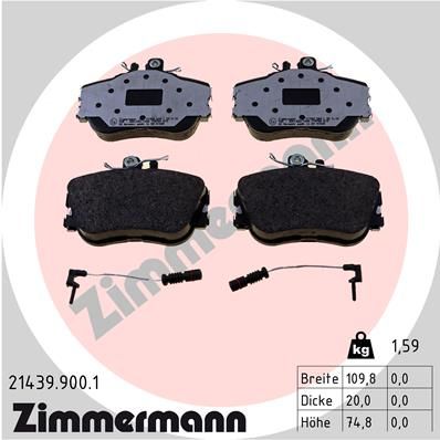 Комплект гальмівних накладок, дискове гальмо ZIMMERMANN 21439.900.1