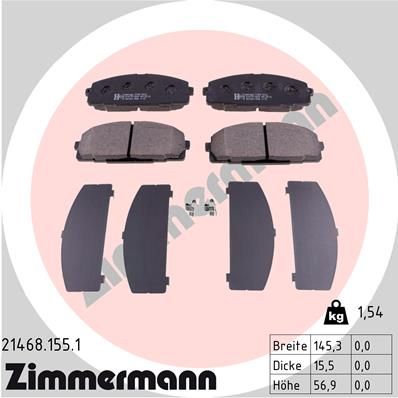 Комплект гальмівних накладок, дискове гальмо ZIMMERMANN 21468.155.1