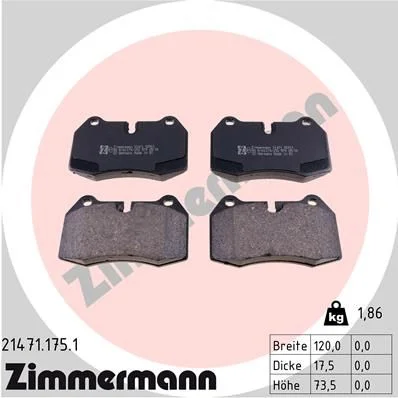 Stabdžių trinkelių rinkinys, diskinis stabdys ZIMMERMANN 21471.175.1