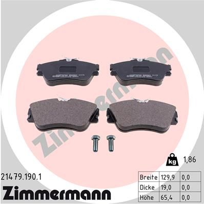 Комплект гальмівних накладок, дискове гальмо ZIMMERMANN 21479.190.1