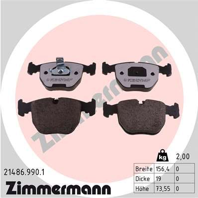 Комплект гальмівних накладок, дискове гальмо ZIMMERMANN 21486.990.1