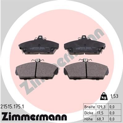 Stabdžių trinkelių rinkinys, diskinis stabdys ZIMMERMANN 21515.175.1