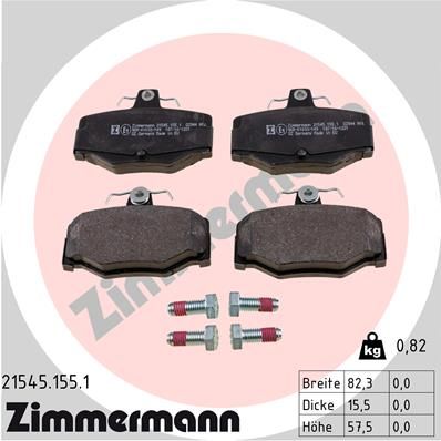 Комплект гальмівних накладок, дискове гальмо ZIMMERMANN 21545.155.1