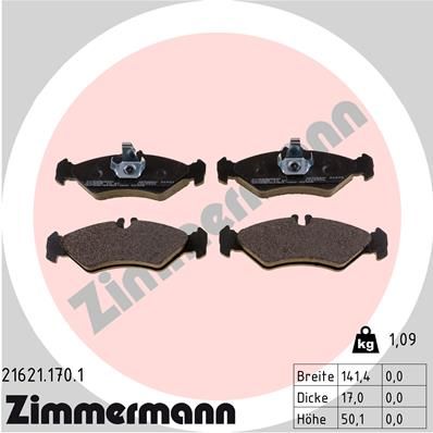 Комплект гальмівних накладок, дискове гальмо ZIMMERMANN 21621.170.1