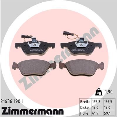 Brake Pad Set, disc brake ZIMMERMANN 21636.190.1