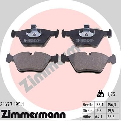 Brake Pad Set, disc brake ZIMMERMANN 21677.195.1