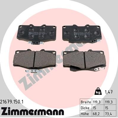 Brake Pad Set, disc brake ZIMMERMANN 21679.150.1