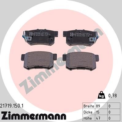 Brake Pad Set, disc brake ZIMMERMANN 21719.150.1