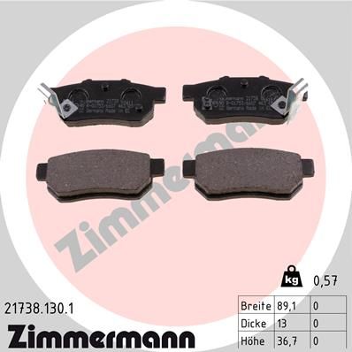 Brake Pad Set, disc brake ZIMMERMANN 21738.130.1