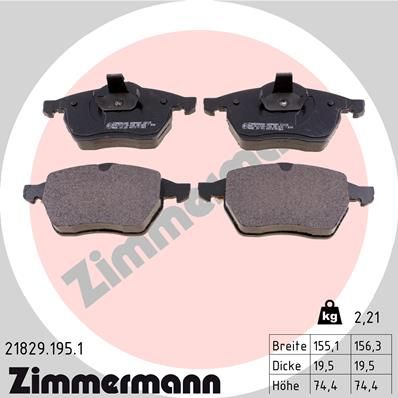 Brake Pad Set, disc brake ZIMMERMANN 21829.195.1