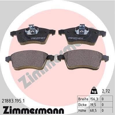 Brake Pad Set, disc brake ZIMMERMANN 21883.195.1