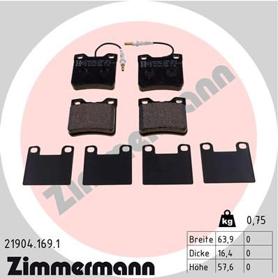 Brake Pad Set, disc brake ZIMMERMANN 21904.169.1