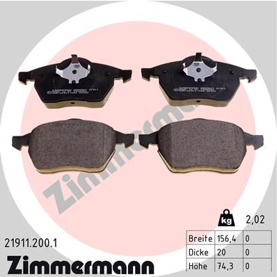 Brake Pad Set, disc brake ZIMMERMANN 21911.200.1