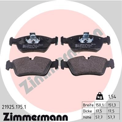 Brake Pad Set, disc brake ZIMMERMANN 21925.175.1