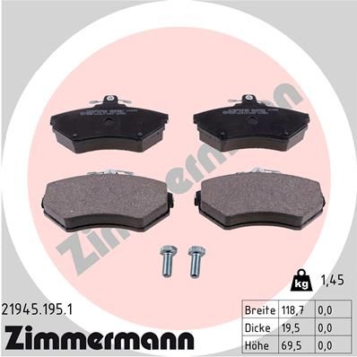 Brake Pad Set, disc brake ZIMMERMANN 21945.195.1