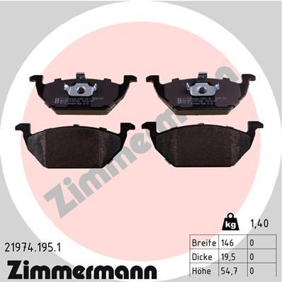 Brake Pad Set, disc brake ZIMMERMANN 21974.195.1