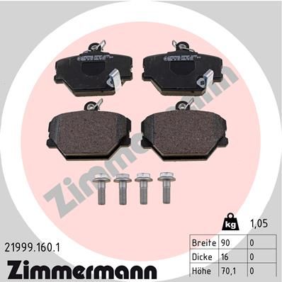 Brake Pad Set, disc brake ZIMMERMANN 21999.160.1