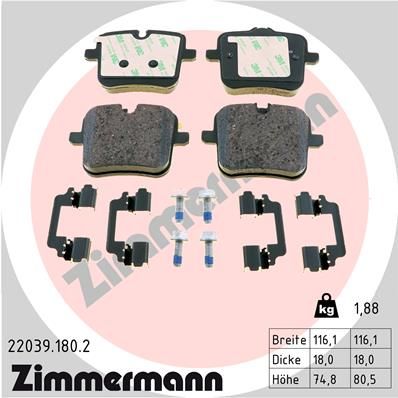 Brake Pad Set, disc brake ZIMMERMANN 22039.180.2